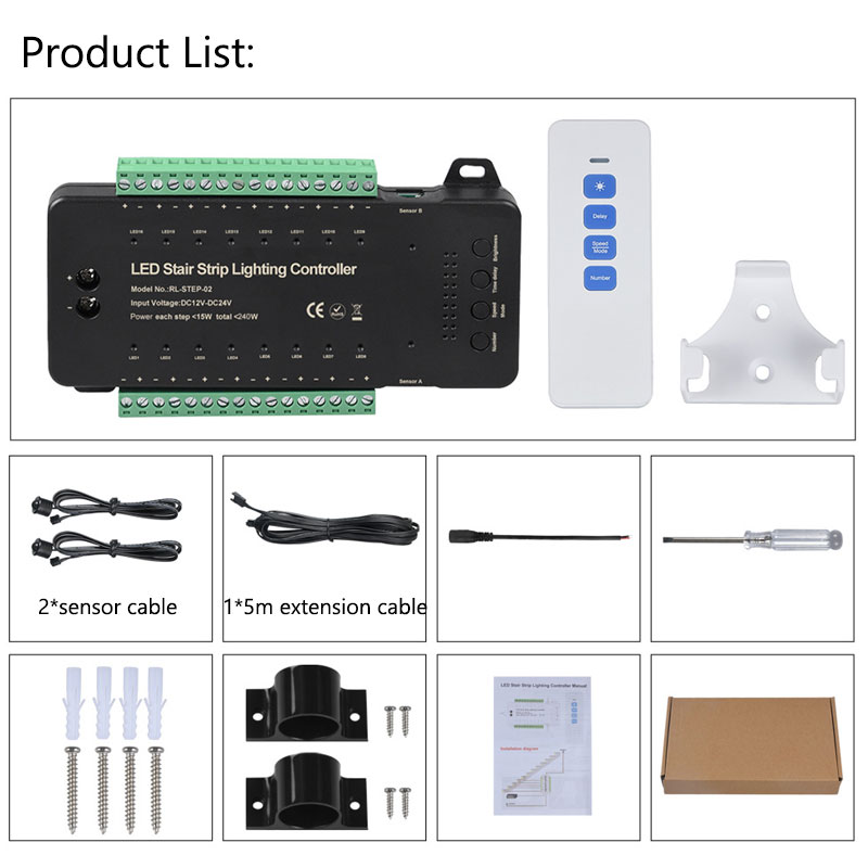 16CH LED Motion Sensor Light Controller With Remote For Staircase Lighting 16CH LED Motion Sensor Light Controller With Remote For Staircase Lighting
